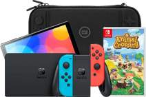 Nintendo Switch OLED Blauw/Rood + Animal Crossing New Horizons + BlueBuilt Beschermhoes Nintendo Switch OLED