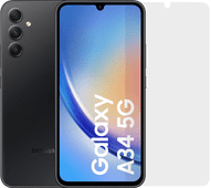 Samsung Galaxy A34 128GB Zwart 5G + BlueBuilt Screenprotector Samsung telefoon uit 2023