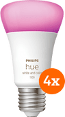 Coolblue Philips Hue White and Color E27 1100lm 4-pack aanbieding