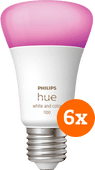 Coolblue Philips Hue White & Color E27 1100lm 6-pack aanbieding