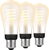 Coolblue Philips Hue Filamentlamp White Ambiance Edison E27 3-pack aanbieding