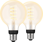 Philips Hue Filamentlamp White Ambiance Globe E27 2-pack Philips Hue Filament lamp