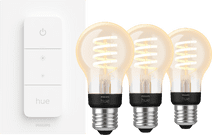 Philips Hue Filament White Ambiance Standaard 3-pack + dimmer Smart lamp met E27 fitting