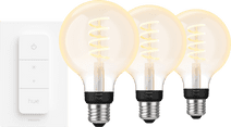 Philips Hue Filament White Ambiance Globe 3-pack + dimmer Philips Hue Filament lamp