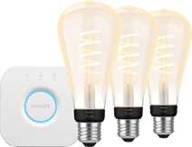 Philips Hue Filament White Ambiance Edison XL 3-pack + Bridge Smart lights starter pack