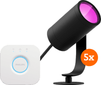 Coolblue Philips Hue Lily Starter Pack White and Color prikspot 5-Pack + Bridge aanbieding