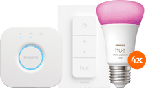 Philips Hue White and Color Starter Pack E27 with 4 Lights + Dimmer + Bridge smart light with E27 fitting