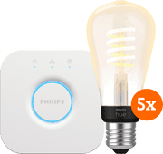Philips Hue Filament White Ambiance Edison 5-pack + Bridge Smart lights starter pack