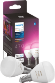 Philips Hue Luster kogellamp White and Color E14 2-pack Philips Hue E14 fitting