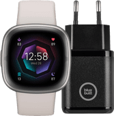 Fitbit Sense 2 Zilver/Wit + BlueBuilt Oplader 