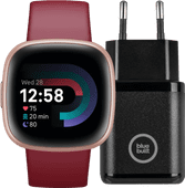 Fitbit Versa 4 Rose Gold/ Red + BlueBuilt Charger Running watch with music player