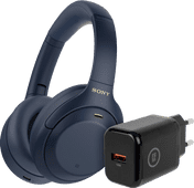 Coolblue Sony WH-1000XM4 Blauw + BlueBuilt Quick Charge Oplader met Usb A Poort 18W Zwart aanbieding
