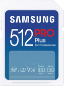 Samsung SDXC PRO Plus 512GB 130MB/s + USB lezer Samsung geheugenkaart