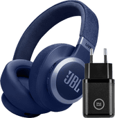 Coolblue JBL Live 770NC Blauw + BlueBuilt Quick Charge Oplader met Usb A Poort 18W Zwart aanbieding