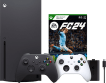 Coolblue Xbox Series X + EA Sports FC 24 + Tweede Controller Wit + Play & Charge kit aanbieding