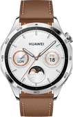 Huawei Watch GT 4 Zilver/Bruin 46mm Smartwatch voor iOS