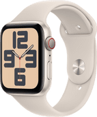 Apple Watch SE (2022) 4G 44mm Starlight Aluminium Sportband S/M Smartphone, tablet en slimme horloge in de aanbieding