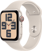 Apple Watch SE (2022) 4G 44mm Starlight Aluminium Sportband M/L Smartphone, tablet en slimme horloge in de aanbieding