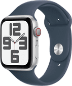 Apple Watch SE (2022) 4G 44mm Zilver Aluminium Sportband S/M Smartphone, tablet en slimme horloge in de aanbieding