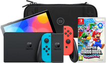 Nintendo Switch OLED Red/Blue + Super Mario Bros. Wonder + BlueBuilt Travel Case Nintendo Switch