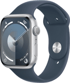 Coolblue Apple Watch Series 9 45mm Zilver Aluminium Sportband Blauw M/L aanbieding