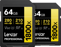 Lexar Professional 1800x GOLD 64GB SDXC - Duo-Pack SD kaart