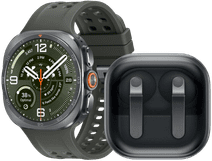 Samsung Galaxy Watch Ultra 2 5G Titanium Zilver/Groen 47mm +Samsung Galaxy Buds4 Pro Zwart Horloge met bloeddrukmeter