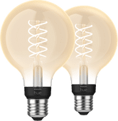 Philips Hue Filamentlamp White Globe E27 2-pack Philips Hue Filament lamp