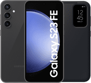 Coolblue Samsung Galaxy S23 FE 128GB Grijs 5G + Smart View Book Case Zwart aanbieding