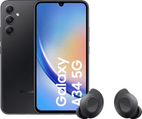 Samsung Galaxy A34 128GB Zwart 5G + Samsung Galaxy Buds FE Zwart Samsung telefoon uit 2023