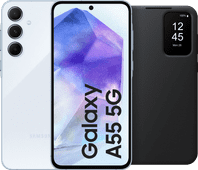 Samsung Galaxy A55 128GB Lichtblauw 5G + Smart View Book Case Zwart Samsung telefoon uit 2024