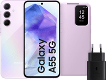 Samsung Galaxy A55 128GB Pink 5G + Accessory Pack large smartphone