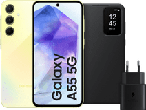 Samsung Galaxy A55 128GB Geel 5G + Accessoirepakket Samsung telefoon uit 2024