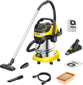 Karcher WD 6 P S V-30/6/22/T incl. boorstofopvanger + stofzuigerzakken (4x) Bouwstofzuiger voor grote klussen