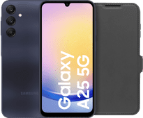 Samsung Galaxy A25 128GB Zwart 5G + BlueBuilt Book Case Zwart Telefoon voor kinderen