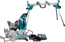 Makita DLS111ZU + 6.0Ah Battery (2x) and Charger + Underframe Radial arm saw with an underframe