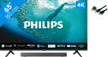 Philips 65PUS7009  + Soundbar + Hdmi kabel Tv voor standaard zenders kijken