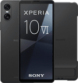 Sony Xperia 10 VI 128GB Zwart 5G + Sony Back Cover Zwart met Standaard Smartphone bundel