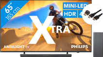 Coolblue Philips The Xtra 65PML9009 - QD Mini-led (2024) + Philips TAB6309 + BlueBuilt HDMI kabel aanbieding