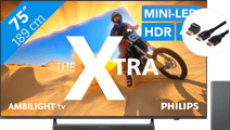 Philips The Xtra 75PML9009 - QD Miniled (2024) + Soundbar + Hdmi kabel Tv met een draaibare voet