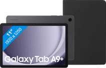 Samsung Galaxy Tab A9 Plus 11 inches 128GB WiFi Gray and 5G + BlueBuilt Book Case Black tablet for the whole family