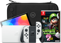 Coolblue Nintendo Switch OLED Wit + Luigi's Mansion 2 HD + BlueBuilt beschermhoes aanbieding