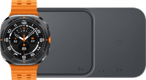 Samsung Galaxy Watch Ultra 4G Grijs/Oranje 47mm + Duo Draadloze Oplader Hardloop horloge met muziekspeler