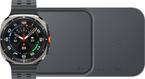 Samsung Galaxy Watch Ultra 4G Zilver/Zwart 47mm + Duo Draadloze Oplader Hardloop horloge met muziekspeler