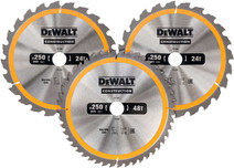 DeWalt Circular Saw Blades Set 250mm 3-piece 24T (2x), 48T DEWALT saw blade