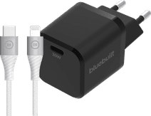 BlueBuilt Power Delivery Oplader 30W Zwart + Lightning Kabel 1,5m Nylon Wit iPhone 7 / 7 Plus oplader