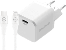 BlueBuilt Power Delivery Oplader 20W + Lightning Kabel 3m Nylon Wit Snellader voor iPhone