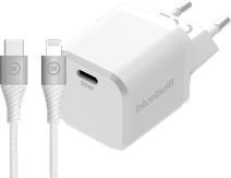 BlueBuilt Power Delivery Charger 20W + Lightning Cable 1.5m Nylon White BlueBuilt chargers with cable