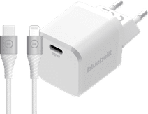 BlueBuilt Power Delivery Oplader 30W + Lightning Kabel 1,5m Nylon Wit Oplader met kabel