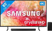 Samsung Crystal UHD 85DU7100 (2024) + Soundbar Tv voor standaard zenders kijken